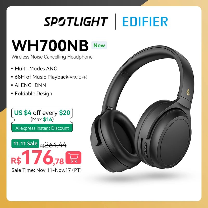 Headphone Edifier WH700NB ANC Cupom na Aliexpress