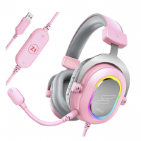 Headset Gamer Fifine SuperFrame Edition SFH6, 7.1 Surround, Drivers De 50mm, RGB, USB, Pink na Terabyte Shop
