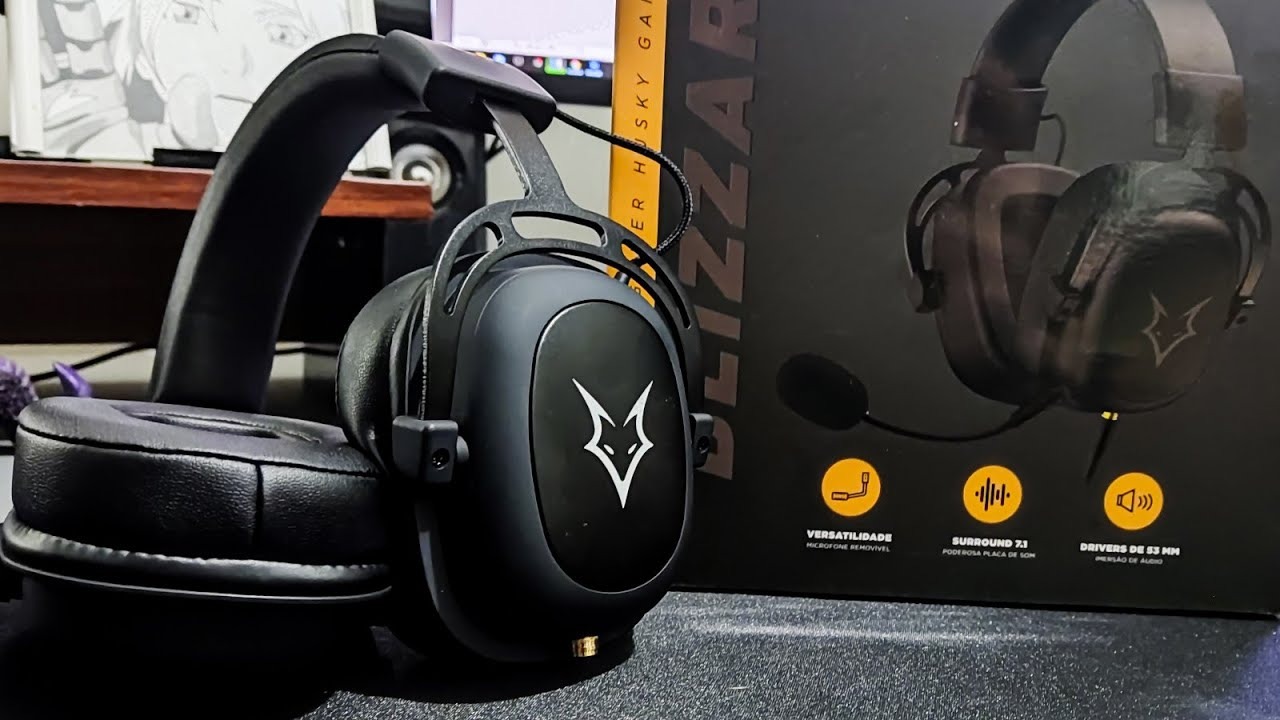 Headset Gamer Husky Gaming Blizzard, Preto, Microfone removível, Surround 7.1 & Stereo, Driver 53mm, Conexão P3 & USB – HGMD018 na KaBuM!
