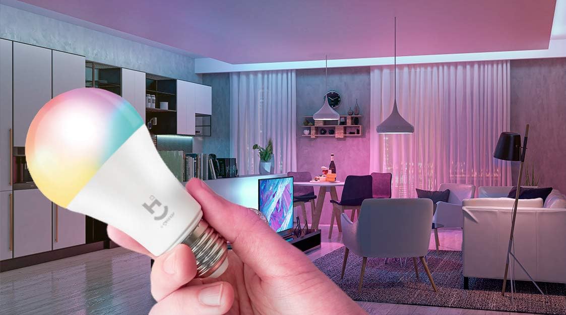 Hi by Geonav Lâmpada Inteligente Led 9W, Wi-Fi, E27, Branco Frio/Quente/RGBW 16 milhões de cores, Dimerizável, Controle no Aplicativo, 810 Lúmens, Bivolt, Compatível com Alexa e Google Assistente na Amazon