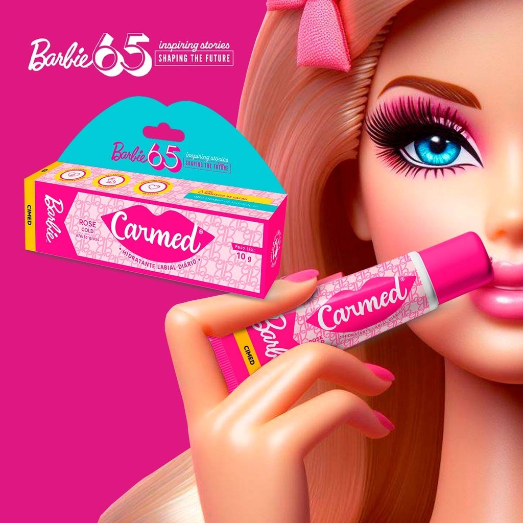 Hidratante Labial Carmed Barbie Rose Gold Efeito Gloss 10g na Shopee