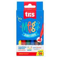 Hidrocor Ponta Grossa, Mega Hidrocolor, 6 Cores, Tris na Amazon