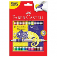 Hidrografica Bicolor 12 Canetas/24 Cores, Faber-Castell, 15.0612N, Mista na Amazon