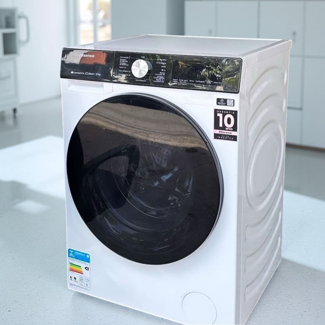 Hisense Lava e Seca, 11kg Lavagem/7kg Secagem, Wi-Fi, Steam, 13 Programas, Motor Inverter, Painel Touch, Branca WD3S11-127V na Amazon