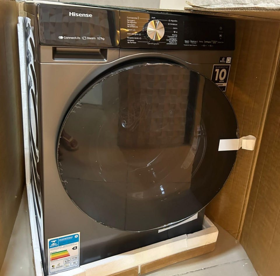 Hisense Lava e Seca, 11kg Lavagem/7kg Secagem, Wi-Fi, Steam, 13 Programas, Motor Inverter, Painel Touch, Titanium WD3S11 na Amazon