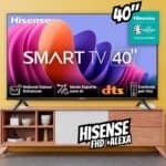 Hisense Smart TV FHD 40" Polegadas 40A4N com DTS Virtual X, Game e Sports Mode, Controle por Voz, Share to TV e Compatível com Alexa na Amazon