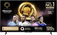 Hisense Smart TV UHD 4K Mini LED 55″ Polegadas 55U6N Google TV, Processador com AI, HDR10+, Dolby Atmos, Sports Mode, Game Mode Plus e Compatível com Alexa na Amazon