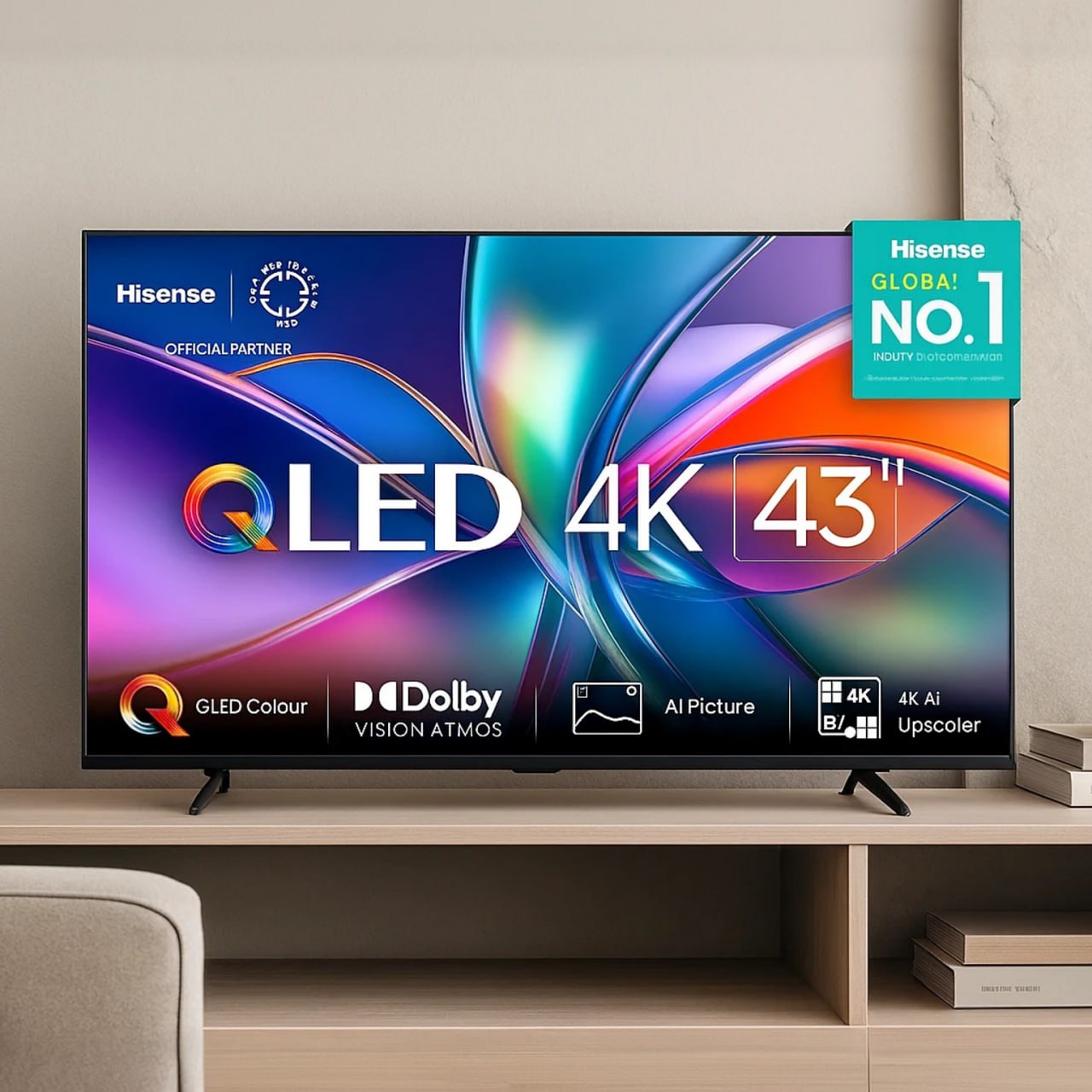 Hisense Smart TV UHD 4K QLED 43″ Polegadas 43Q6Q com HDR10+, Dolby Atmos, Sports Mode, Game Mode Plus e Compatível com Alexa na Amazon