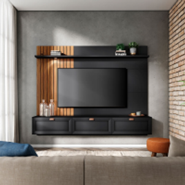 Home Painel Suspenso para TVs até 70" Camboriú Preto Fosco/Noce Milano Colibri na Mega Mamute