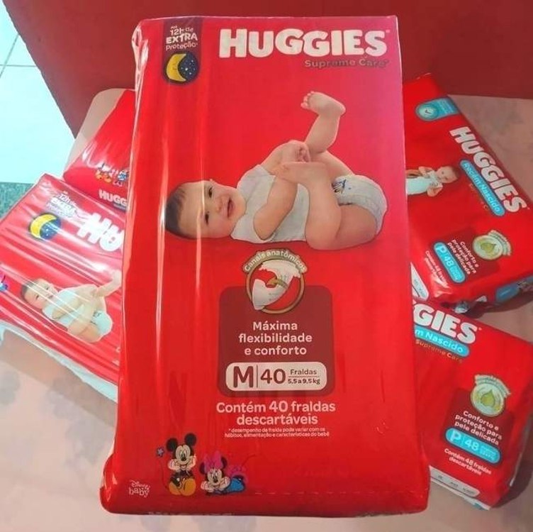Huggies Supreme Care M – Fraldas, Tamanho M (5,5 a 9,5 kg), 40 Unidades na Amazon