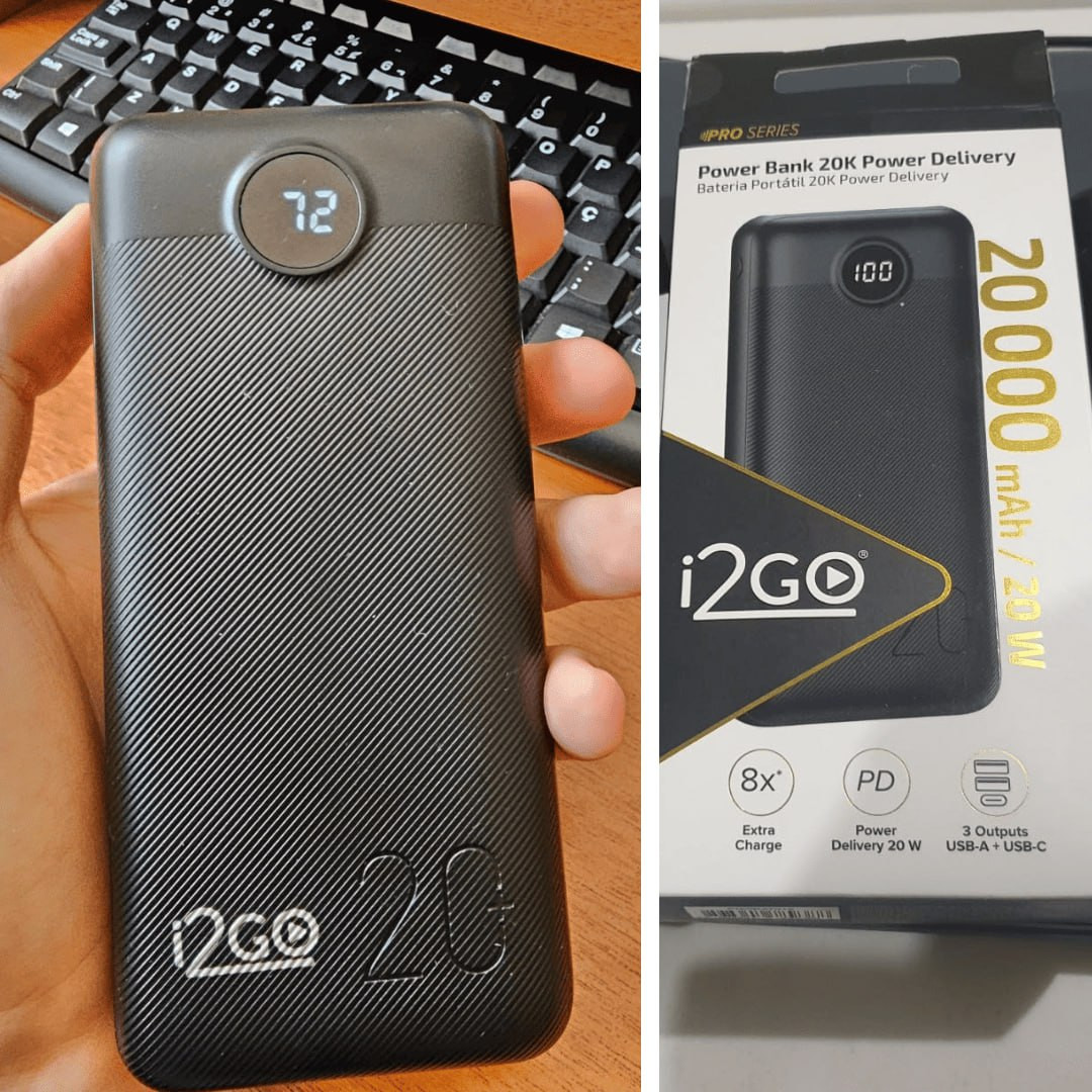 I2GO, Carregador Portátil (Power Bank) Ultra Rápido 20000mAh, Power Delivery 20W, 2 Saídas USB + 1 Saída/Entrada USB-C, Preto, i2GO PRO na Amazon