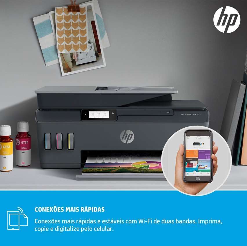 Impressora Multifuncional Hp Smart Tank 532 Tanque de Tinta Wi-Fi Scanner Funções: Imprimir, Copiar, Digitalizar. ‎Cor: Cinza/Preto (5hx16a#696) na Amazon
