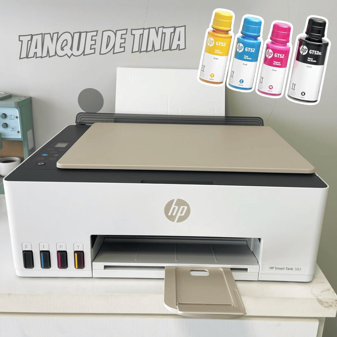 Impressora Multifuncional HP Smart Tank 583 Tanque de Tinta Colorida Wi-Fi (4A8D8A) – Impressora, Copiadora e Scanner na Amazon
