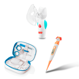 Inalador Mesh Dó Ré Mi Recarregável via USB + Kit Higiene Azul + Termômetro Infantil Digital Cachorrinho - BB097K na Multilaser