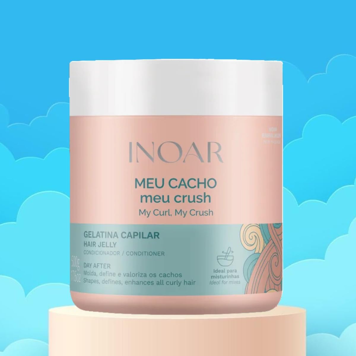 Inoar, Meu Cacho Meu Crush, Gelatina Capilar, Definição de Cachos, Hidratação Intensa, Com Colágeno e Vitamina E – 500g na Amazon