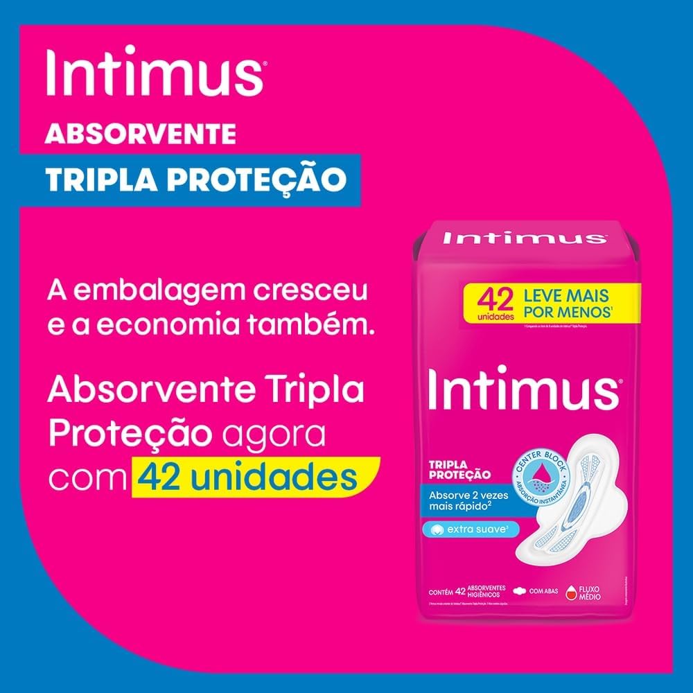 Intimus Absorvente Externo Tripla Proteção Cobertura Suave Com Abas – 42 un na Amazon