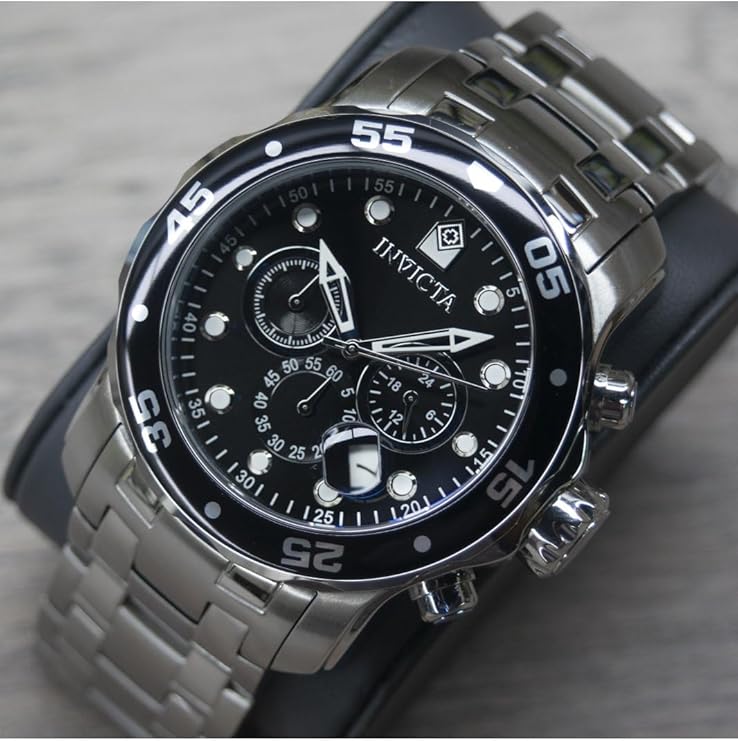 Invicta Relógio cronógrafo masculino Pro Diver Collection, Prata/preto, 48mm, Cronógrafo na Amazon
