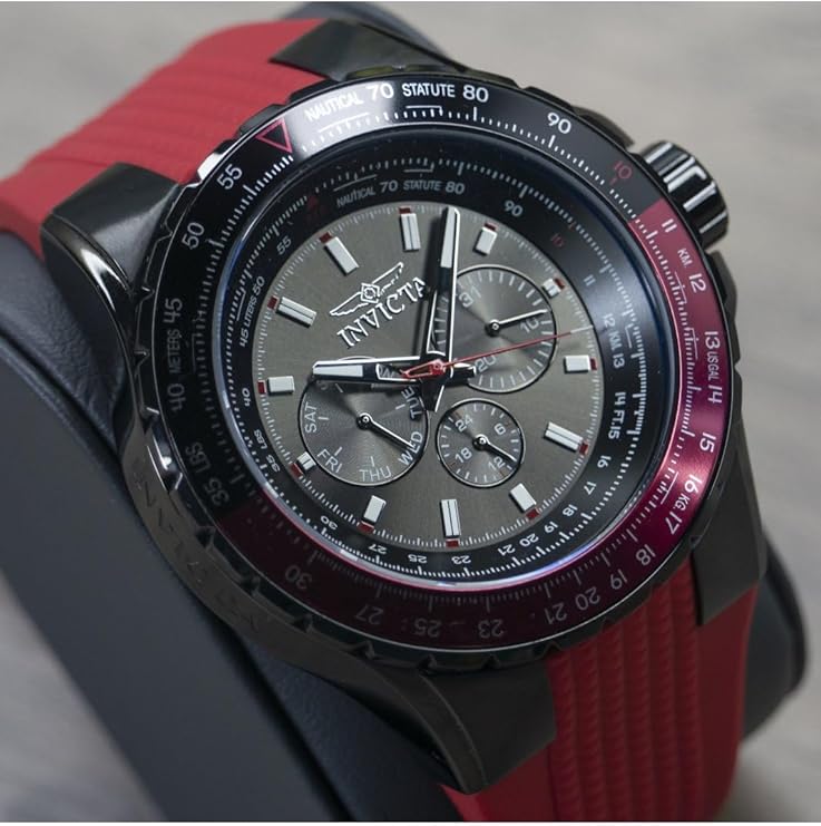 Invicta Relógio masculino de quartzo Aviator 33039, Vermelho, Cronógrafo, movimento de quartzo na Amazon