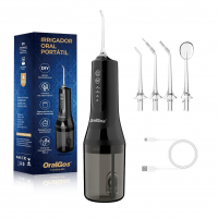 Irrigador Dental Portatil 260ML, 4 Modos De Jato, 4 Bicos, Limpeza Profunda Dos Dentes E Gengivas na Amazon