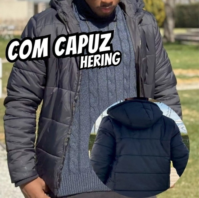 Jaqueta Básica Masculina Puffer Com Capuz Hering na Mercado Livre