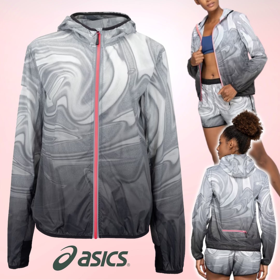 Jaqueta Corta-Vento Feminina ASICS com Capuz Toyama Estampa Sumi Packable na Centauro
