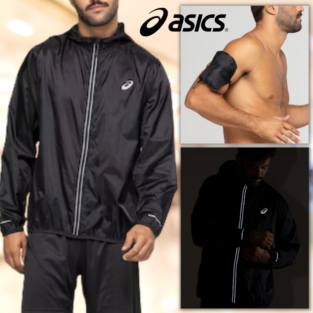 Jaqueta Corta-Vento Masculina ASICS com Capuz Ultraleve Compacta na Centauro