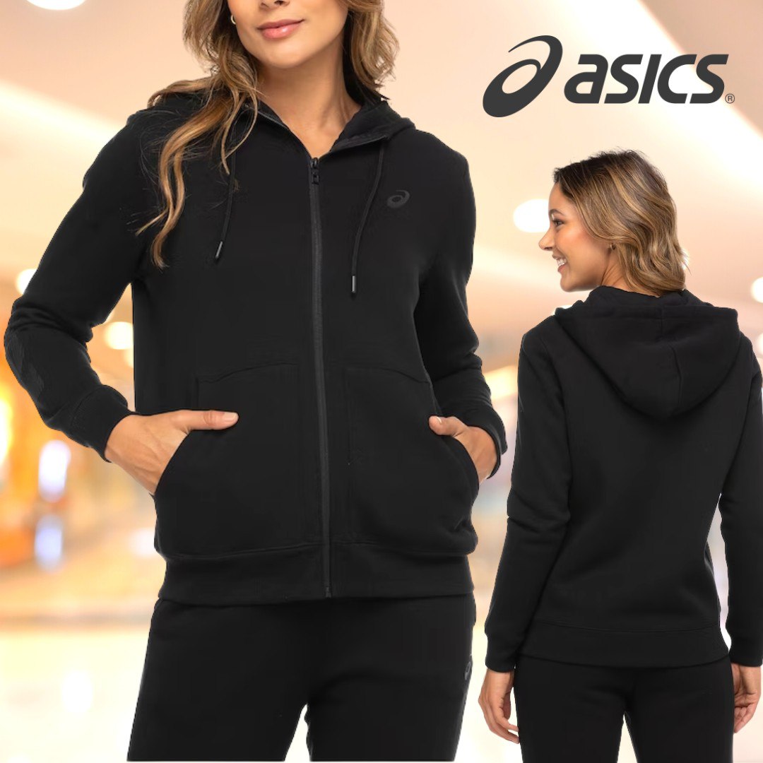 Jaqueta de Moletom Feminina ASICS com Capuz Canguru e Fleece na Centauro