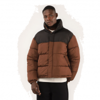 Jaqueta Masculina Puffer Gola Alta Com Zíper Marrom | Pool na Riachuelo
