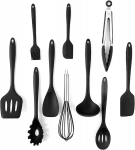 JG STORE Kit 10 Peças Jogo De Utensílios De Silicone Maciço Cozinha Inox Pegador Espátula Colher Concha Pincel (Preto) na Amazon
