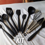 JG STORE Kit 10 Peças Jogo De Utensílios De Silicone Maciço Cozinha Inox Pegador Espátula Colher Concha Pincel na Amazon
