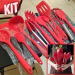 JG STORE Kit 10 Peças Jogo De Utensílios De Silicone Maciço Cozinha Inox Pegador Espátula Colher Concha Pincel (Preto) na Amazon