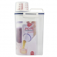 Jheppbay Pote Hermético Com Bico E Copo Medidor 2L Transparente Branco Azul Escuro 29cm na Amazon