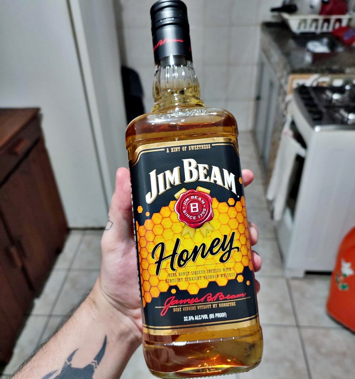 Jim Beam Whisky Honey Bourbon 1L na Amazon