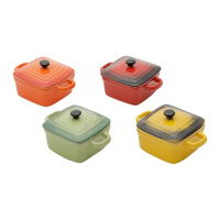 Jogo 4 Mini Panelas De Porcelana Com Tampa Coloridas Bon Gourmet na Estrela10