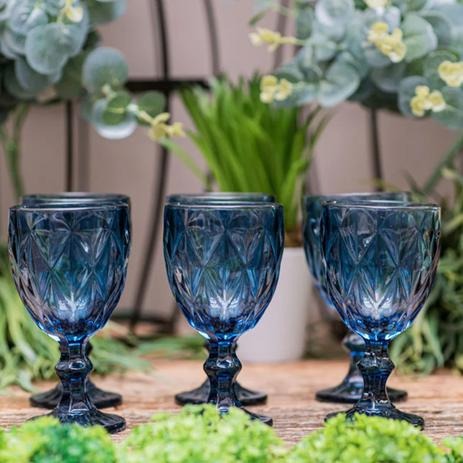 Jogo 6 Taças Diamante Azul Vinho Vidro Água 300ml – ClassHome – Class Home na Magazine Luiza