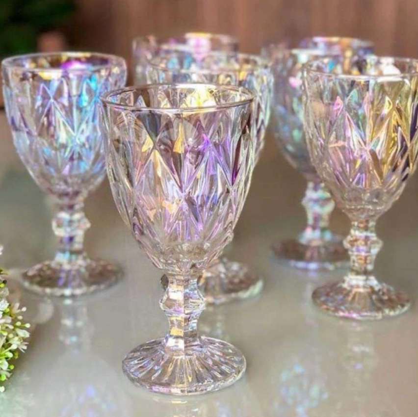Jogo 6 Taças Diamante Rainbow Furta Cor Vinho Vidro Água 300ml – Class Home na Magazine Luiza