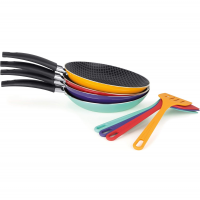 Jogo Com 12 Frigideiras De 22 Centímetros Com Espátula Color Aluminio Antiaderente Linha Color Multiflon na Amazon