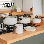 Jogo com 5 Panelas Antiaderentes de Revestimento Cerâmica na Amazon