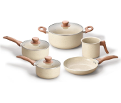 Jogo com 5 Panelas Oikos Antiaderentes de Revestimento Cerâmica com Tampa de Vidro na Amazon