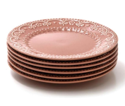 Jogo com 6 pratos rasos, Pimenta-rosa, Coleção Especiarias, Acervo Panelinha na Amazon