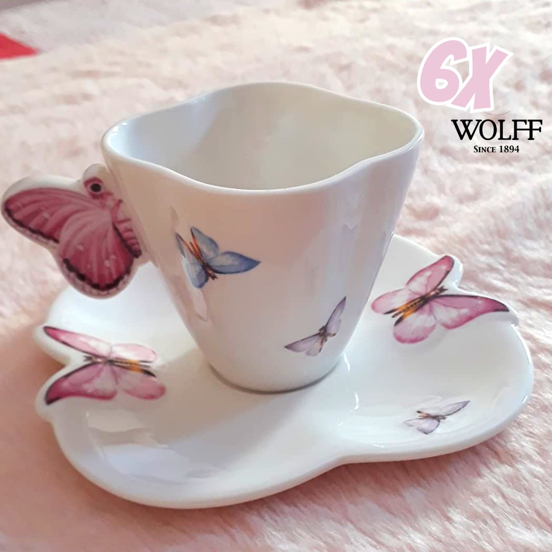 Jogo de 6 Xícaras para Café de Porcelana Rojemac Branco / Rosa na Amazon