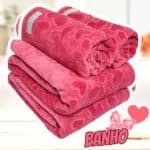 Jogo de Banho 4 Peças Romance Dohler Aveludada 100% Algodão Toalha Fio Penteado Coração Borboleta (Rosa 10366) na Amazon