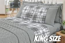 Jogo De Cama Lençol Premium Casal King Com 04 Peças Estampado 100% Algodão Percal 180 Fios Cinza na Amazon