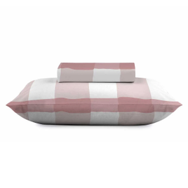 Jogo de Cama Microfibra 3 peças Queen Listras Camesa Rosa na Carrefour