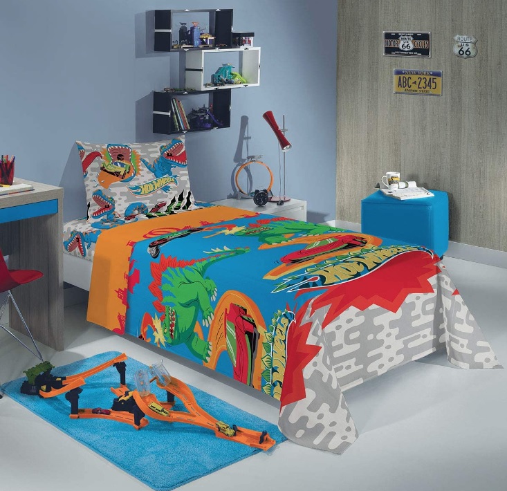 Jogo de Cama Microfibra de Poliéster Solteiro Estampado Hot Wheels 1,40 m x 2,20 m Com 2 peças na Amazon