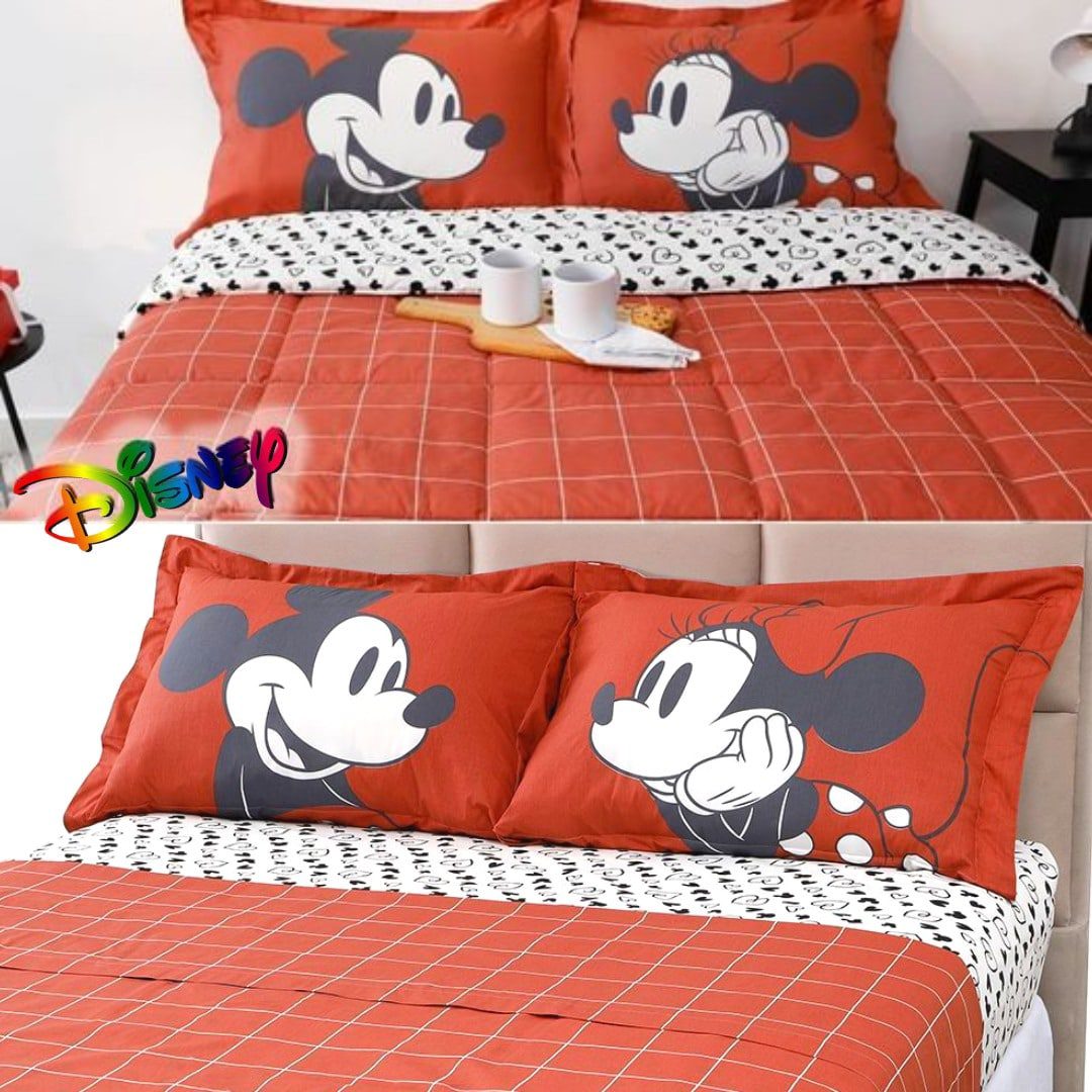 Jogo de Cama Queen Mickey e Minnie Percal 180 Fios 4 Peças 100% Algodão – Casa e Conforto + Disney na Americanas