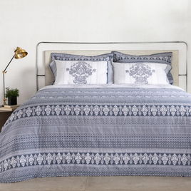 Jogo de Cama Queen Percal 180 Fios Buddemeyer Windsor 100% Algodão Penteado Azul 4 Peças na Americanas
