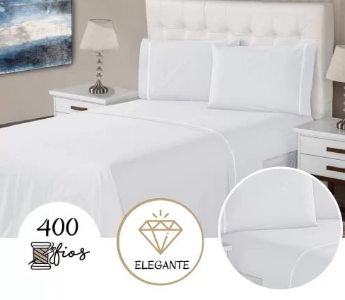 Jogo de Cama Queen Ponto Palito 3 Peças Branco Casa Dona Branco na MadeiraMadeira