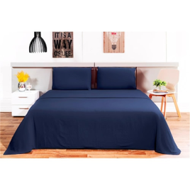 Jogo de Cama Solteiro Camesa Loft 100% Poliéster 150 Fios 3 Peças – Marinho na Casas Bahia