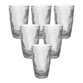 Jogo de Copos Casambiente Folha de Vidro Transparente 380ml 6 Peças - COPO07 na Casas Bahia